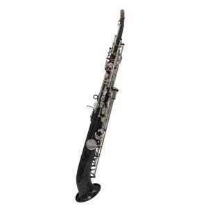 Eastern Music pro use black nickel plated pipe style neck built in soprano saxophone w/silver keys