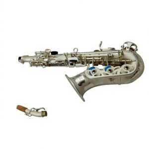 Eastern Music satin silver plated Curved Soprano Saxophone (Reverse-Key Design)