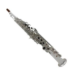 Eastern music shiny silver plated neck built in type one piece straight soprano saxophone with G key