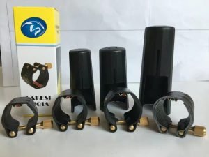 Leather Saxophone ligature for hard rubber saxophone mouthpiece with cap