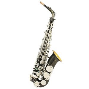 sandblust silver plated key matte black alto saxophone