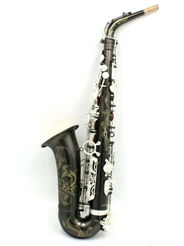 sandblust silver plated key matte black alto saxophone
