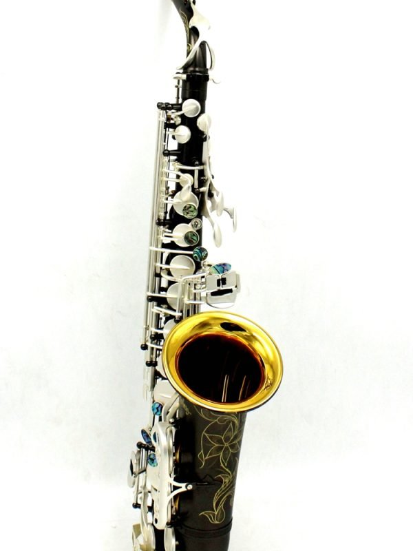 sandblust silver plated key matte black alto saxophone