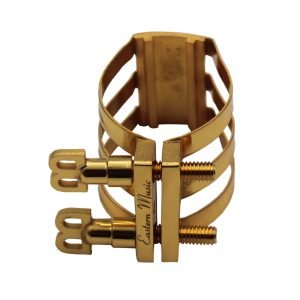 Eastern music gold plated Alto saxophone metal ligature with plastic cap
