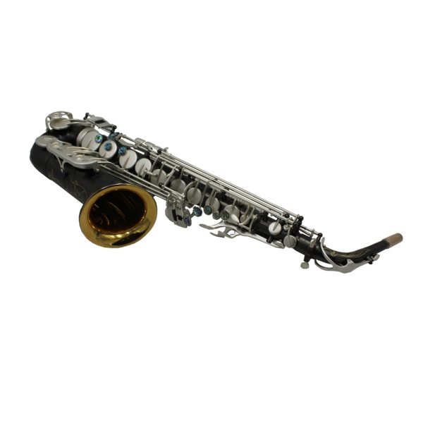 sandblust silver plated key matte black alto saxophone