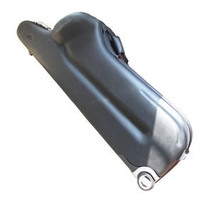 High grade black artificial leather plastic reinforcement bass saxophone hard contoured case
