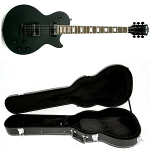 Hard luck kings Bossman Satin Matte Black LP style electric guitar with case