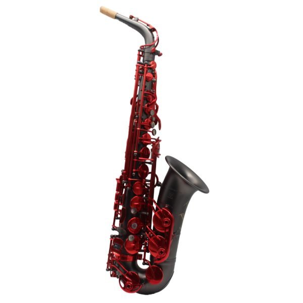 red lacquered key matte black alto sax