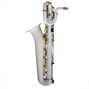 EASTERN MUSIC Custom Art Series Baritone Saxophone (White Lacquered Body with Gold Lacquered Keys)