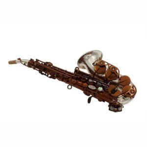 Eastern Music Bb Dark Gold Lacquer Curved Soprano SaxophoneHand Engraved High F#