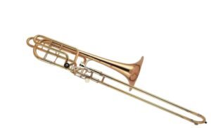 Eastern Music Professional Bass Trombone Bb/F/G/Db – Gold Lacquer, Cupronickel Slide Sleeve, Brass Bell, 14.3mm Bore, 241mm Bell Low Brass Instrument